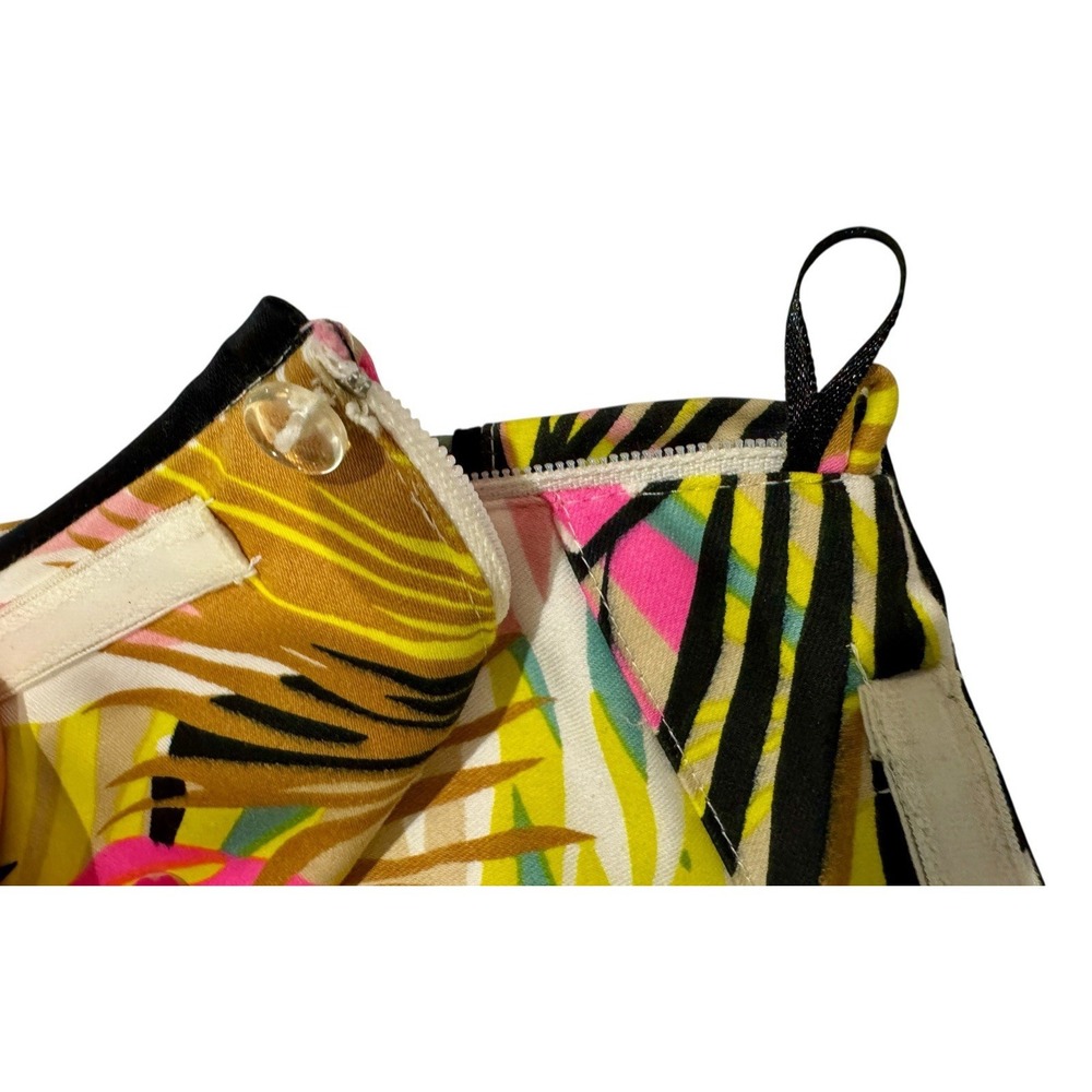 H&M‎ Strapless Tropical Palm Print Dress Size 14 Sweetheart A-Line - Picture 10 of 16